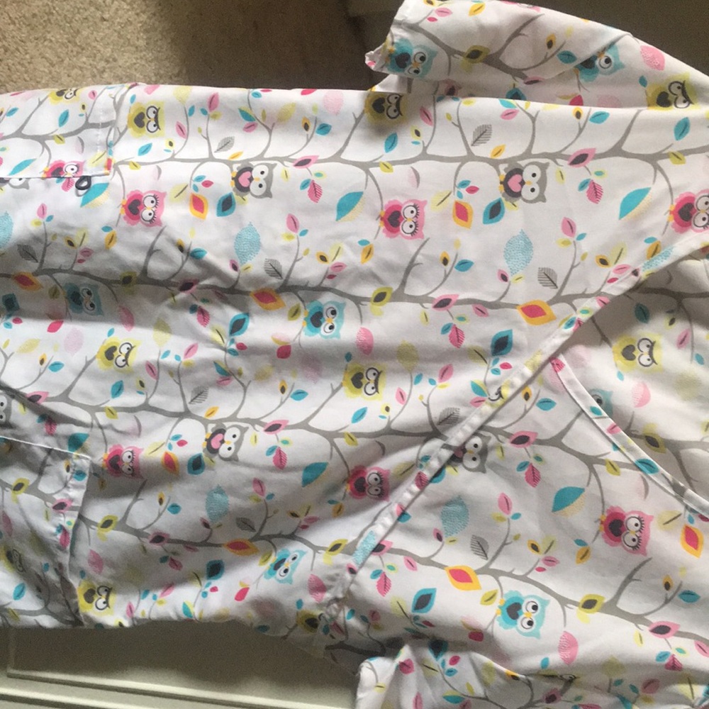 Owl tie back scrub top